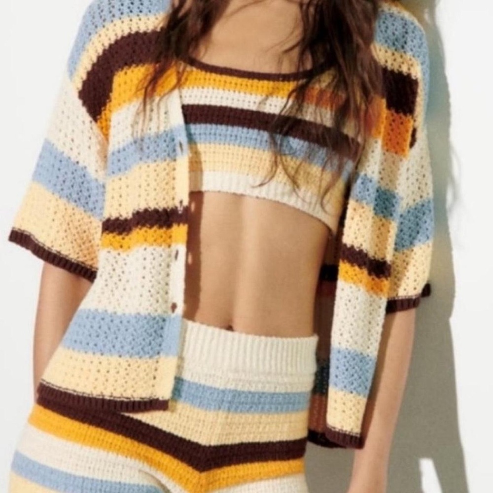Zara striped knit crop top M